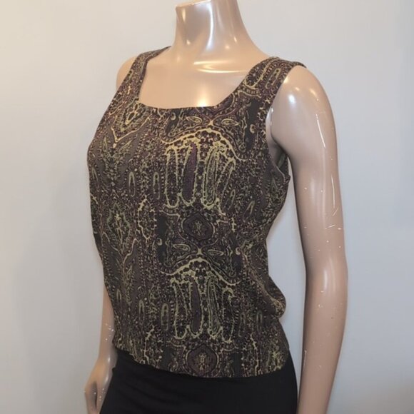 Studio By Liz Claiborne Cardigan Twin Set Silk Blend Sleeveless Tank Top Paisley - Picture 10 of 15